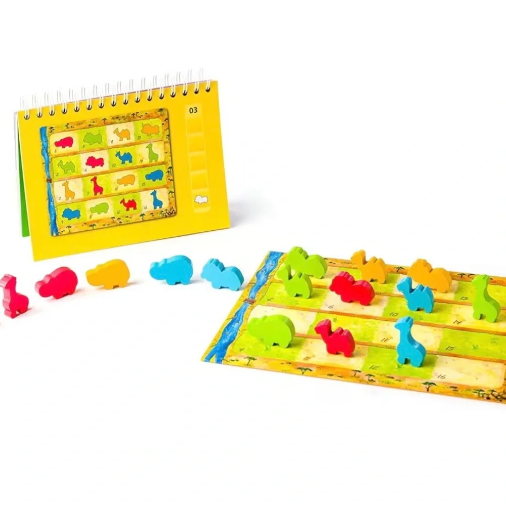Kids AnimaLogic Board Game with Colorful Wooden Animals